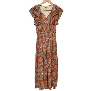 COAST Floral Print Cottage Tiered Maxi Dress XS  Ruffle Sleeve Feminine Spring